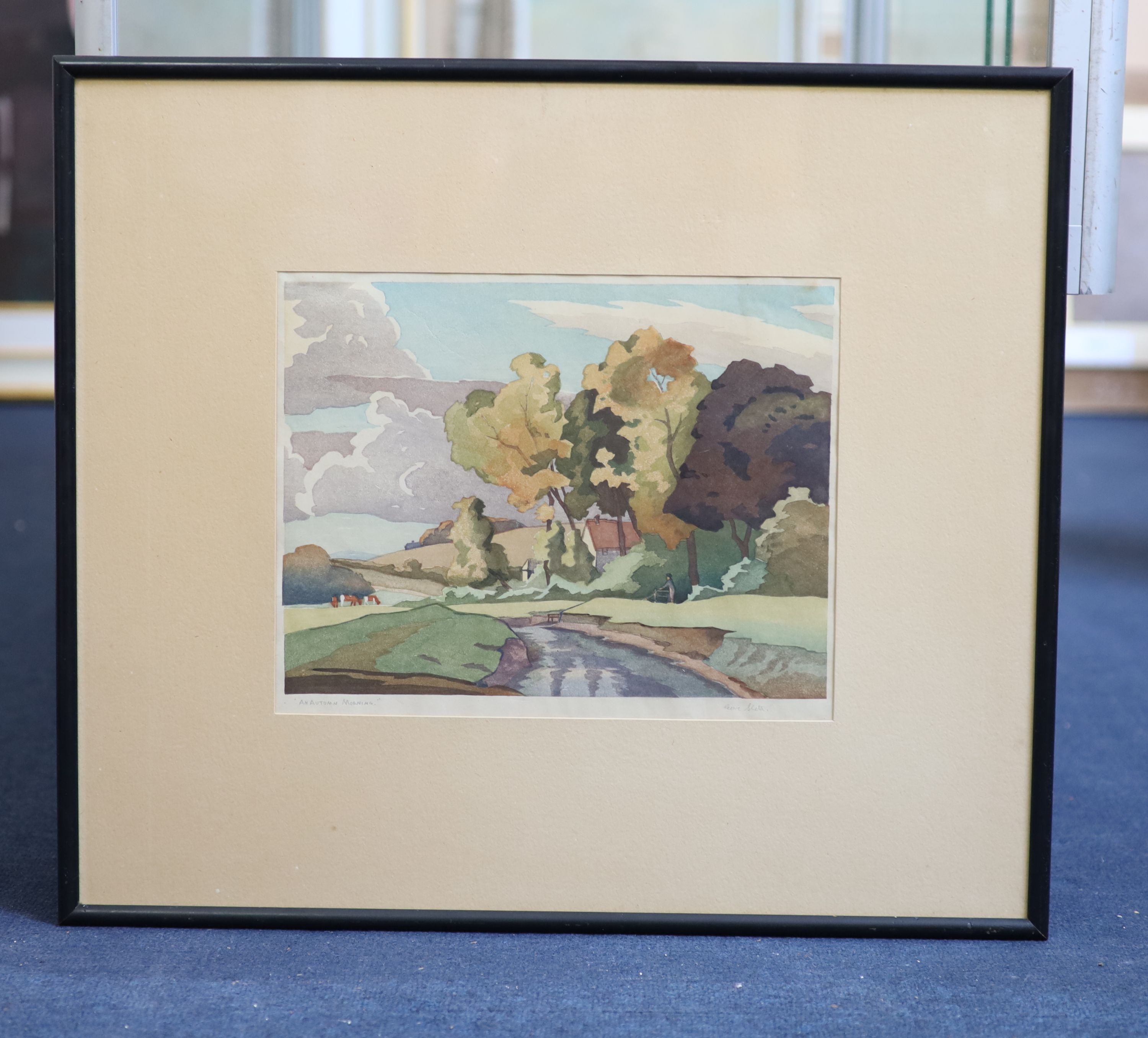 Eric Slater (1896-1963), An Autumn Morning, woodblock print, 24 x 31cm.